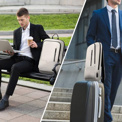 hk Backpack for Men Business Slim Laptop Bag - color: White, size: 15.6 Inch