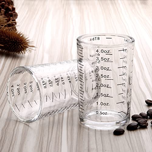 BCnmviku Measuring Cup Shot Glass 4 Ounce/120ML Liquid Heavy High Espresso Glass Cup Black Line (1, Black) - color: Black