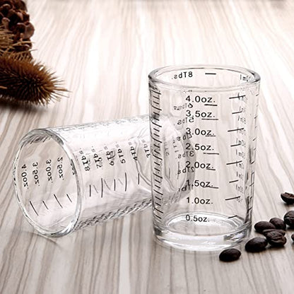 BCnmviku Measuring Cup Shot Glass 4 Ounce/120ML Liquid Heavy High Espresso Glass Cup Black Line (1, Black) - color: Black
