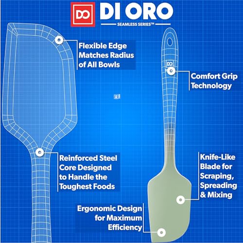 DI ORO Large Silicone Spatula - 600F Heat Resistant, Sage - color: Sage