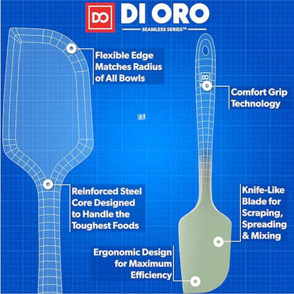 DI ORO Large Silicone Spatula - 600F Heat Resistant, Sage - color: Sage