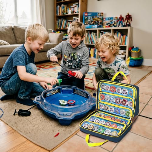 CURMIO Empty Battling Tops Organizer Case, Portable Gyro Toy Storage Bag - color: Navy-white