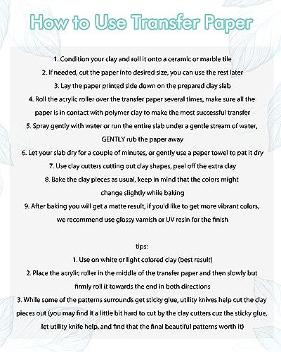 Puocaon Polymer Clay Transfer Paper - Fluid Marble Transfer Sheets for Polymer Clay Earrings Jewelry Making