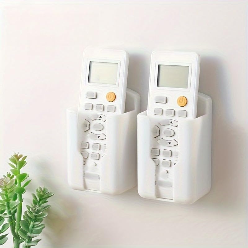 1pcs Durable Plastic Wall-Mounted Remote Control Holder - Space-Saving Storage Box for TV and Air Conditioner Remotes (White) - color: White