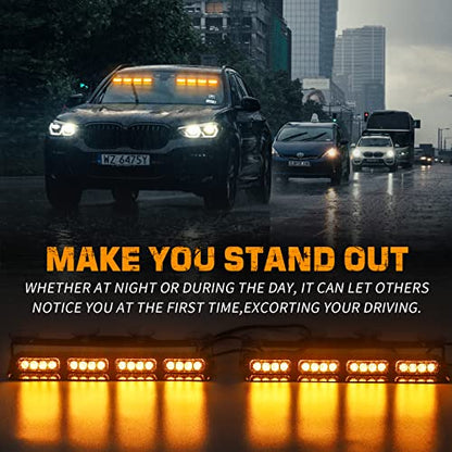 XRIDONSEN 2 in 1 2x 14 inch Strobe Light Bar - color: Amber