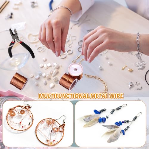 Funrous 5 Rolls Copper Wire 18 20 22 24 26 Gauge with Pliers,Copper - color: Copper