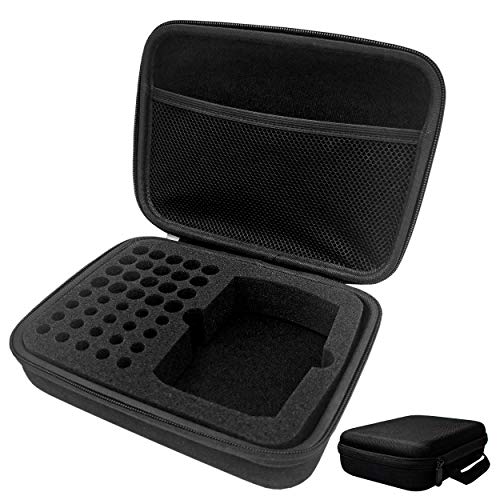Battery Organizer Storage Bag, Safe Neat Shockproof Hard Portable Batteries Case, Holds 40 AA and AAA Batteries with Mesh Pocket for Chargers