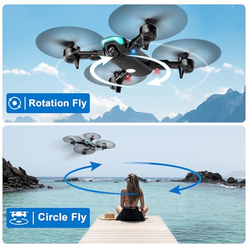 Drone with 1080P Camera, Foldable Drone for Beginners with Light, Upgrade Altitude Hold, Gesture Selfie, Waypoint Fly, 3D Flip, 3 Speed Mode, Circle Fly, One Key Start