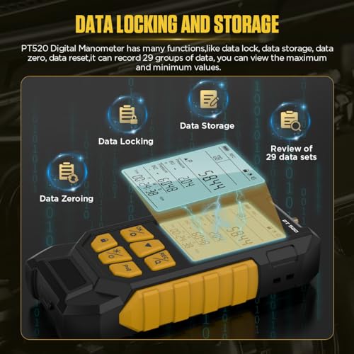 PT520 Digital Manometer Dual-Port HVAC Differential Pressure Gauge