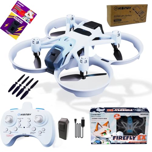 HISINGY Firefly EX Combo Toy Drones for Kids with Replacement Blade Propeller(4 pcs),2 Batteries,High Efficiency Battery Charger(Within 25 mins), Fun Mini Drones for Kids