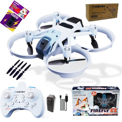 HISINGY Firefly EX Combo Toy Drones for Kids with Replacement Blade Propeller(4 pcs),2 Batteries,High Efficiency Battery Charger(Within 25 mins), Fun Mini Drones for Kids