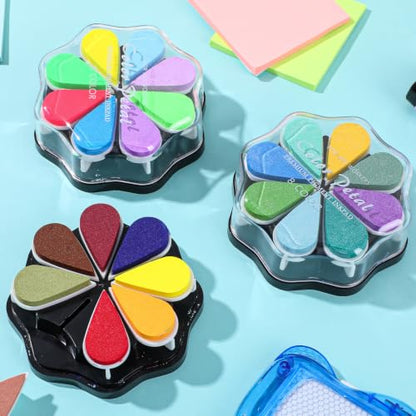 Jetec 6 Pack Petal Stamp Ink Pads for DIY Stamping, Bright 48 Colors - color: Bright 48 Colors