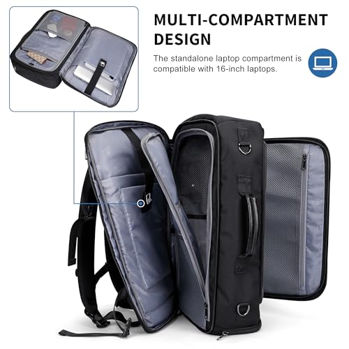 WITZMAN Travel Backpack for Men 35L TSA Friendly Flight Approved - color: Black