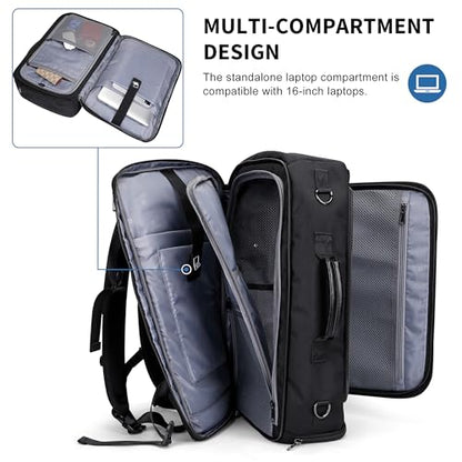 WITZMAN Travel Backpack for Men 35L TSA Friendly Flight Approved - color: Black