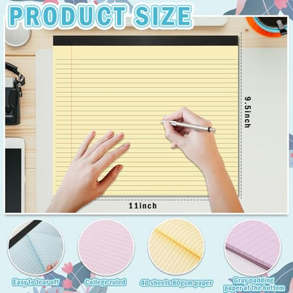 gisgfim 4 Pack 9.5"x 11" Legal Pads College Ruled Notepad - color: Pastel