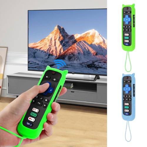 Remote Control Cover TV Remote Cover Universal Remote Case Glow Sleeve with Lanyard for Smart TV Remote Holder - color: Blue, Green