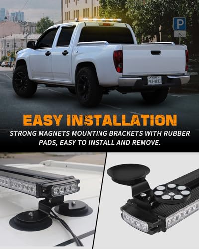 XRIDONSEN 45.5" 128 LED Roof Strobe Light Bar Amber White Warning Lights - color: Amber/White