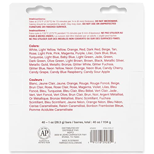 Craft Smart 40oz. Assorted Super Value Pack Oven-Bake Clay - Clay for Sculpting, Jewelry, Modeling, School Projects, Arts & Crafts - 1 Pack