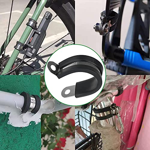 OURU 110PCS Cable Clamps Assortment Kit,Rubber Coated, 1/4"-1-3/4" 10 Sizes - size: 110PCS KIT
