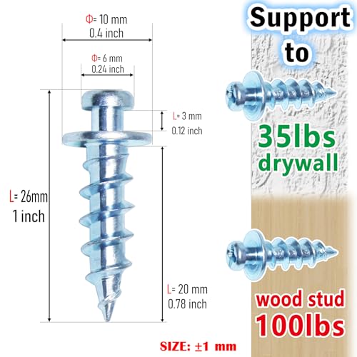 Bear Claw Screws for Wall Hanging, Double Headed Picture Hanger Screws - color: Silver