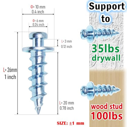 Bear Claw Screws for Wall Hanging, Double Headed Picture Hanger Screws - color: Silver
