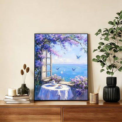 AUKELHJ Paint by Numbers Kit for Adults Beginner, Window View, 16x20 Inch - color: 06-Landscape