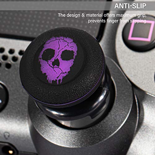 FPS Thumbstick Extender & Printing Rubber Silicone Grip Cover 2 Sets for PS5 & PS4 Controller (Ghost Purple) - color: 14