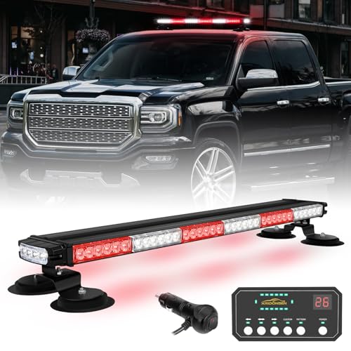 XRIDONSEN 28.4" 80 LED Roof Emergency Lights Red White Strobe Light Bar - color: Red/White/Red/White