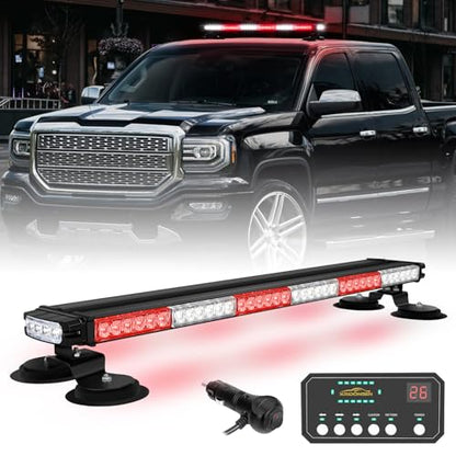 XRIDONSEN 28.4" 80 LED Roof Emergency Lights Red White Strobe Light Bar - color: Red/White/Red/White