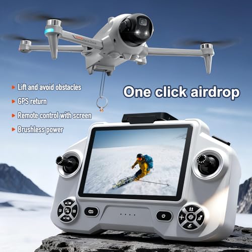 YL059 GPS Drone with Screen Remote Control Brushless Motor, 2 batteries. - color: Black - 2Batteries
