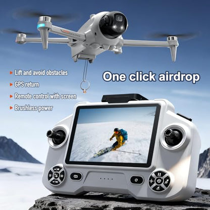 YL059 GPS Drone with Screen Remote Control Brushless Motor, 2 batteries. - color: Black - 2Batteries