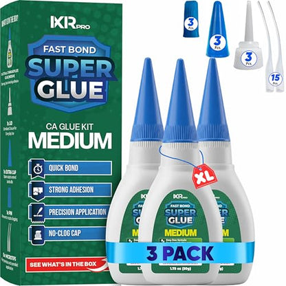Medium CA Glue, Super Glue, Cyanoacrylate Adhesive, 3 Pcs 1.75oz Repair kit - size: 3 Pack
