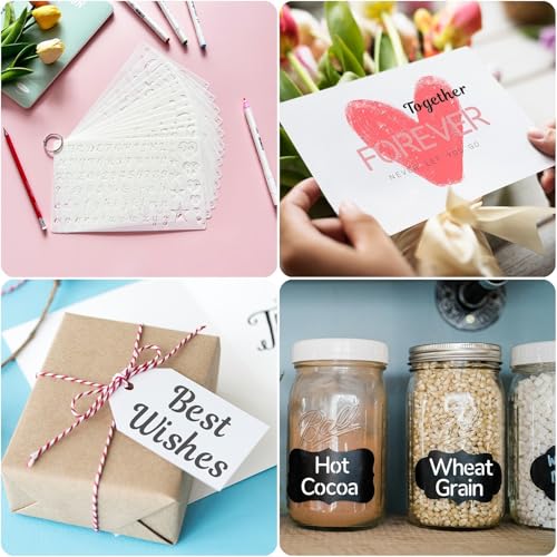 1/2, 3/4, 1, 2 Inch Letter Stencils for Painting, 14 Pack Plastic Small Number and Alphabet Stencil for Crafts Art Projects