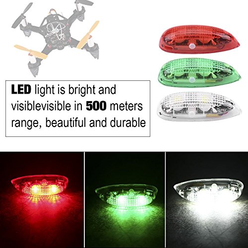 3PCS RC Plane Wireless LED Light Kit for Airplane Aircraft Helicopter Fix Wing Quadcopter, Water Droplet Shape Double/Quick/Flicker Flash Drone Lights, Green White LED Flashing