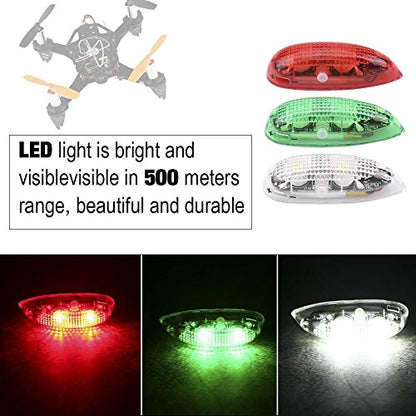 3PCS RC Plane Wireless LED Light Kit for Airplane Aircraft Helicopter Fix Wing Quadcopter, Water Droplet Shape Double/Quick/Flicker Flash Drone Lights, Green White LED Flashing
