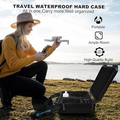 Lekufee Waterproof Hard Case for DJI Flip,Fly More Combo,DJI RC 2,RC N3/N2,Battery(9 pcs),Charging Hub and More Accessories(Case Only)