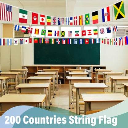 200 Countries String Flag 184Ft World Flag Banner for Party Decorations (Pack of 2) - size: 200 flags (Pack of 2)