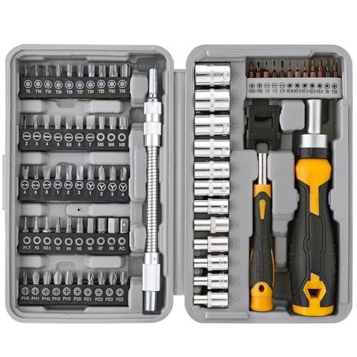 Hi-Spec Multi Screwdriver Bit Set and 1/4 Inch Socket Set with Handles - size: 78pc