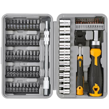 Hi-Spec Multi Screwdriver Bit Set and 1/4 Inch Socket Set with Handles - size: 78pc