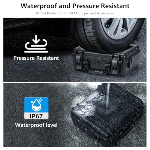 FPVtosky Dual Layer Hard Case for DJI Mini 5 Pro [CASE ONLY], Waterproof Carrying Case for Mavic Mini 5 Pro/Fly More Combo/Plus Drone, Compatible with DJI RC 2 or RC-N3 Controller Accessories