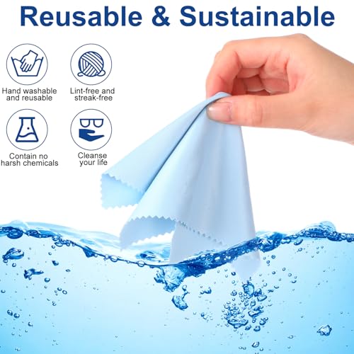 Frienda 50 Pcs Microfiber Glass Cleaning Cloths Lens, Blue - color: Blue