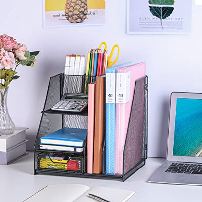 Topwey Desk Organizers and Acceessories for Office School Study - color: dark black