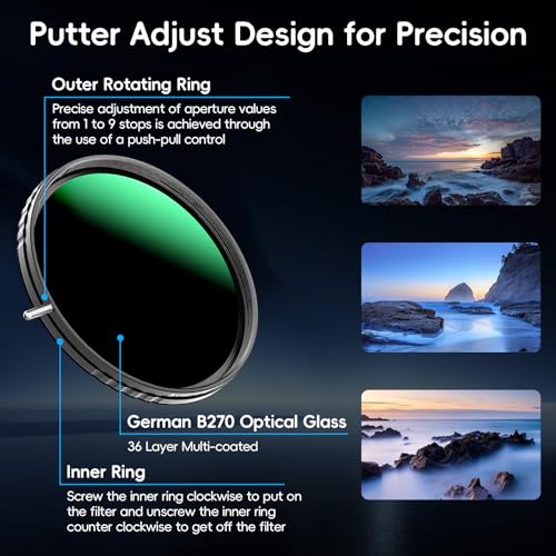 Artman 67mm Side Lever Variable ND Lens Filter ND2-400 (1-9 Stops) - size: 67 MM