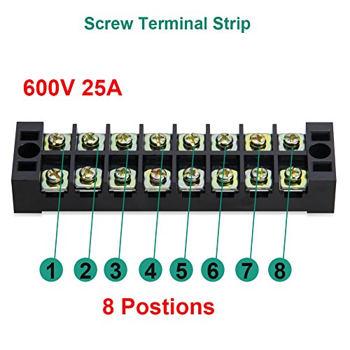Terminal Block Strip, 8 Circuits 600V 25A, Dual Row Screw, 4 Sets - size: 25A 8P+8pcs Jumpers