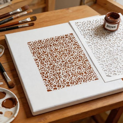 TIAMECH A4 Reusable Leopard Cheetah Spots Stencil for Painting - style: Leopard Cheetah Spots