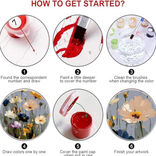 2 Pack Flowers Paint by Numbers Kit for Adults Beginner (Without Frame) - color: YH03844