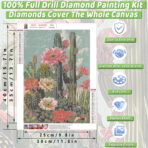 2 Pack Cactus Diamond Art Kits for Adults Diamond Painting Kit for Beginner - color: DP03410