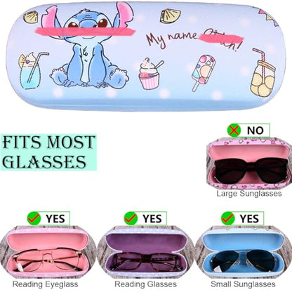 Cute Eyeglass Cases Hard Shell Storage Case Protective Box With Glasses Cloth Adjustable Glasses Strap Ear Grips Hook - color: Set-1