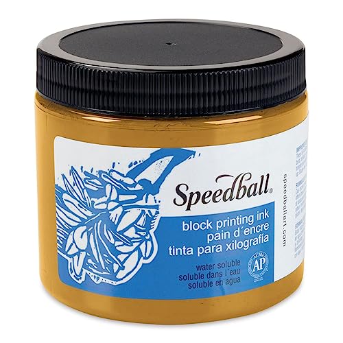 Speedball Water Soluble Block Printing Ink, Gold, Pint