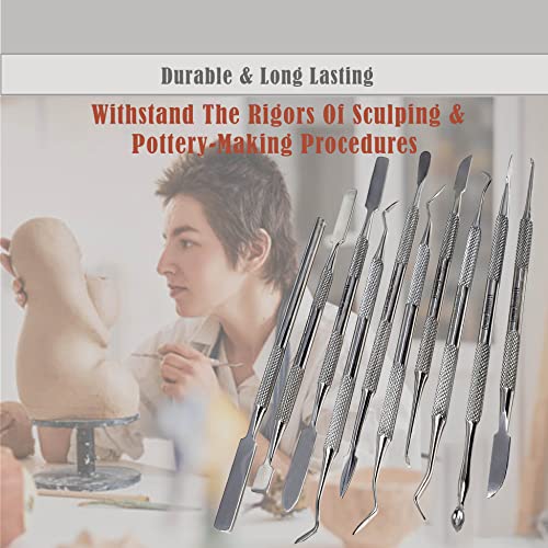 A2ZScilab - Premium Wax Carving Tools Set – 10 Pcs Stainless Steel Wax & Clay Sculpting Tools – Double Ended Dental and Wax Carvers Tools for Carving Modeling Sculpting and Shaping